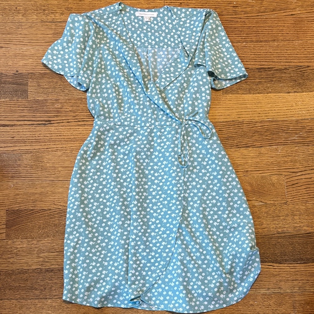 Light Green Floral Wrap Dress
